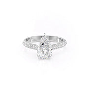 Pear Cut Halo Moissanite Engagement Ring